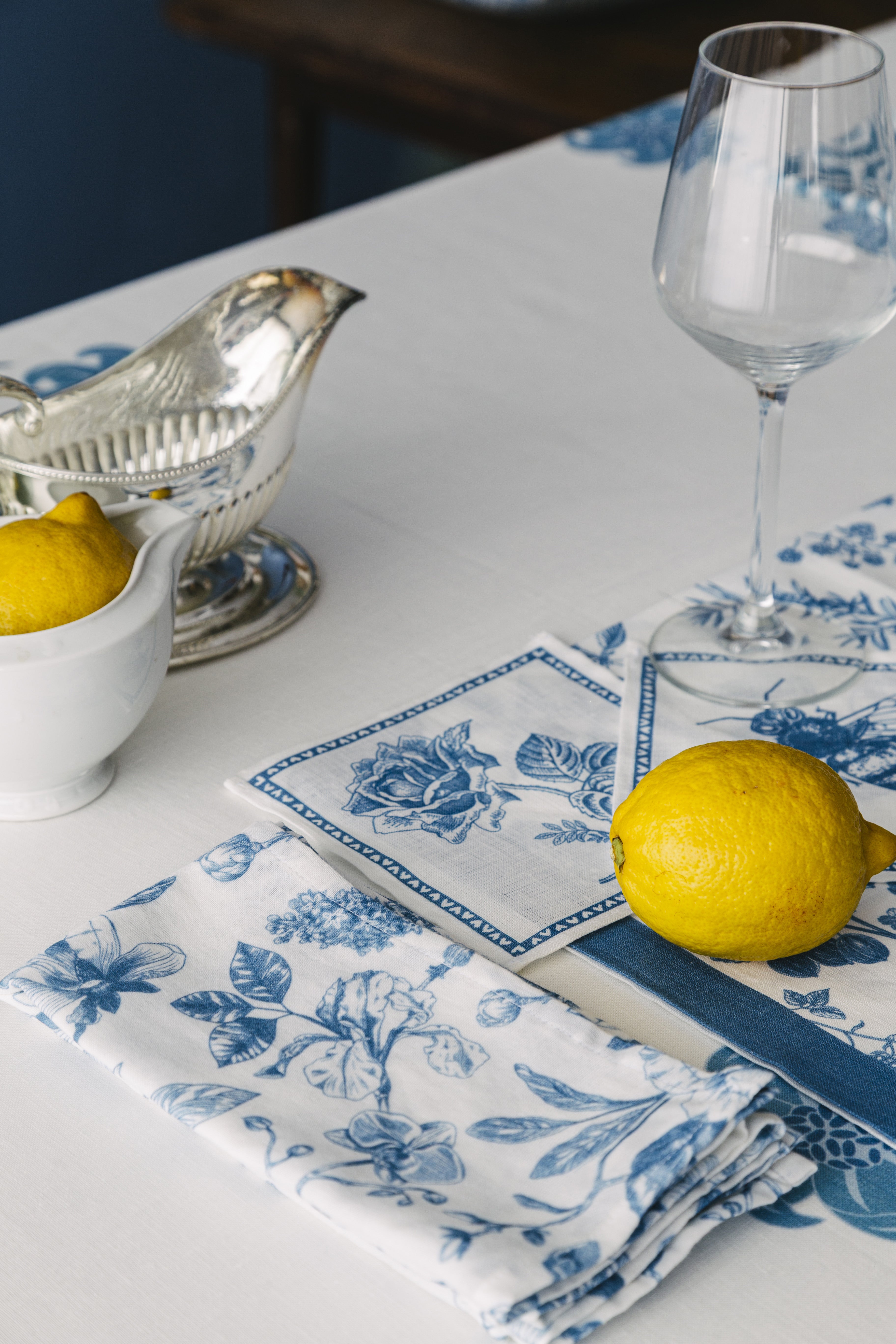 Azure Garden Çiçek Desen 4'lü Organik Müslin Servis Peçete Seti - uniqlooms.com