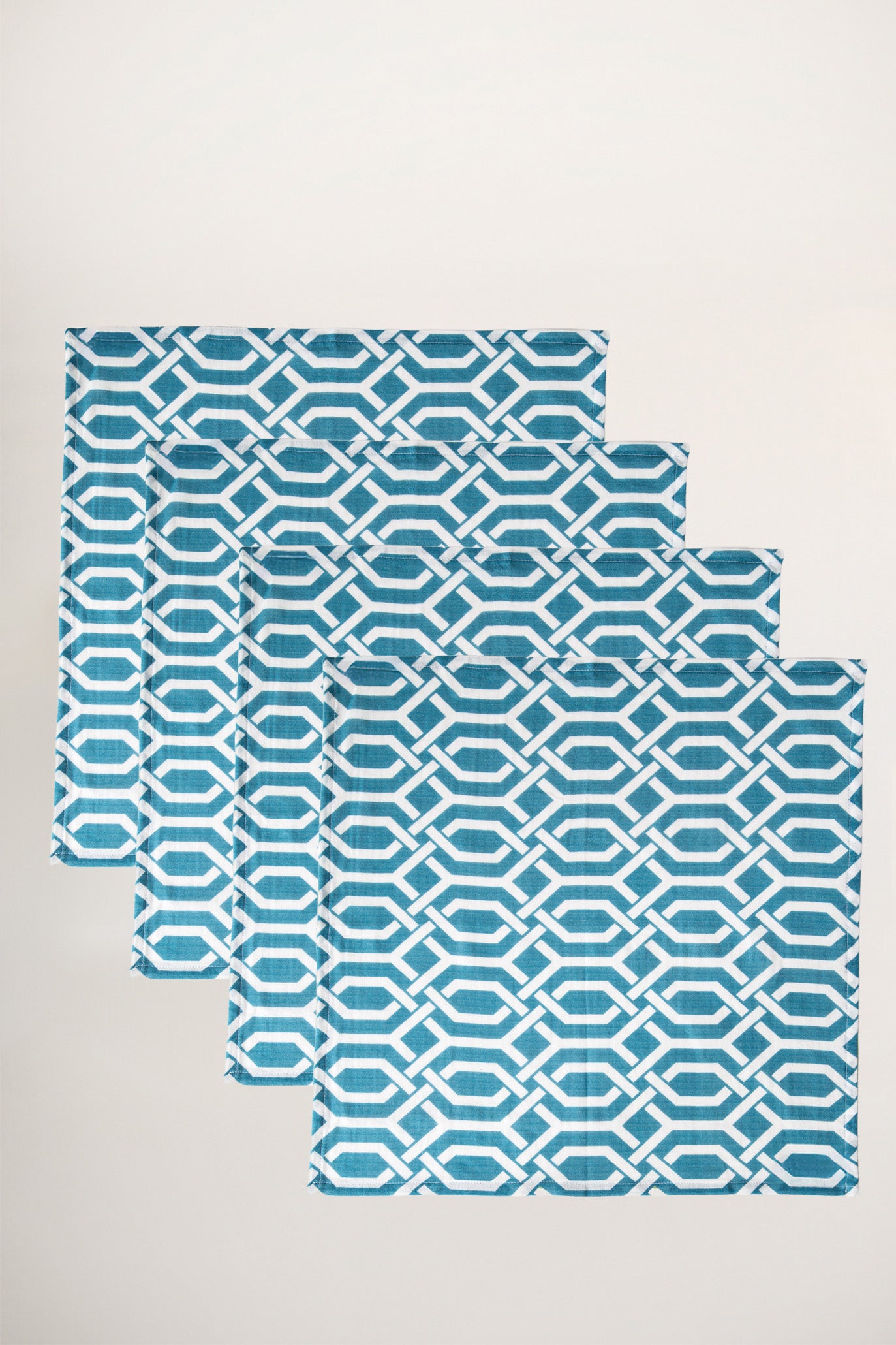 Azure Garden Geometrik Desen 4'lü Organik Müslin Servis Peçete Seti - uniqlooms.com