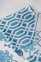 Azure Garden Geometrik Desen 4'lü Organik Müslin Servis Peçete Seti - uniqlooms.com