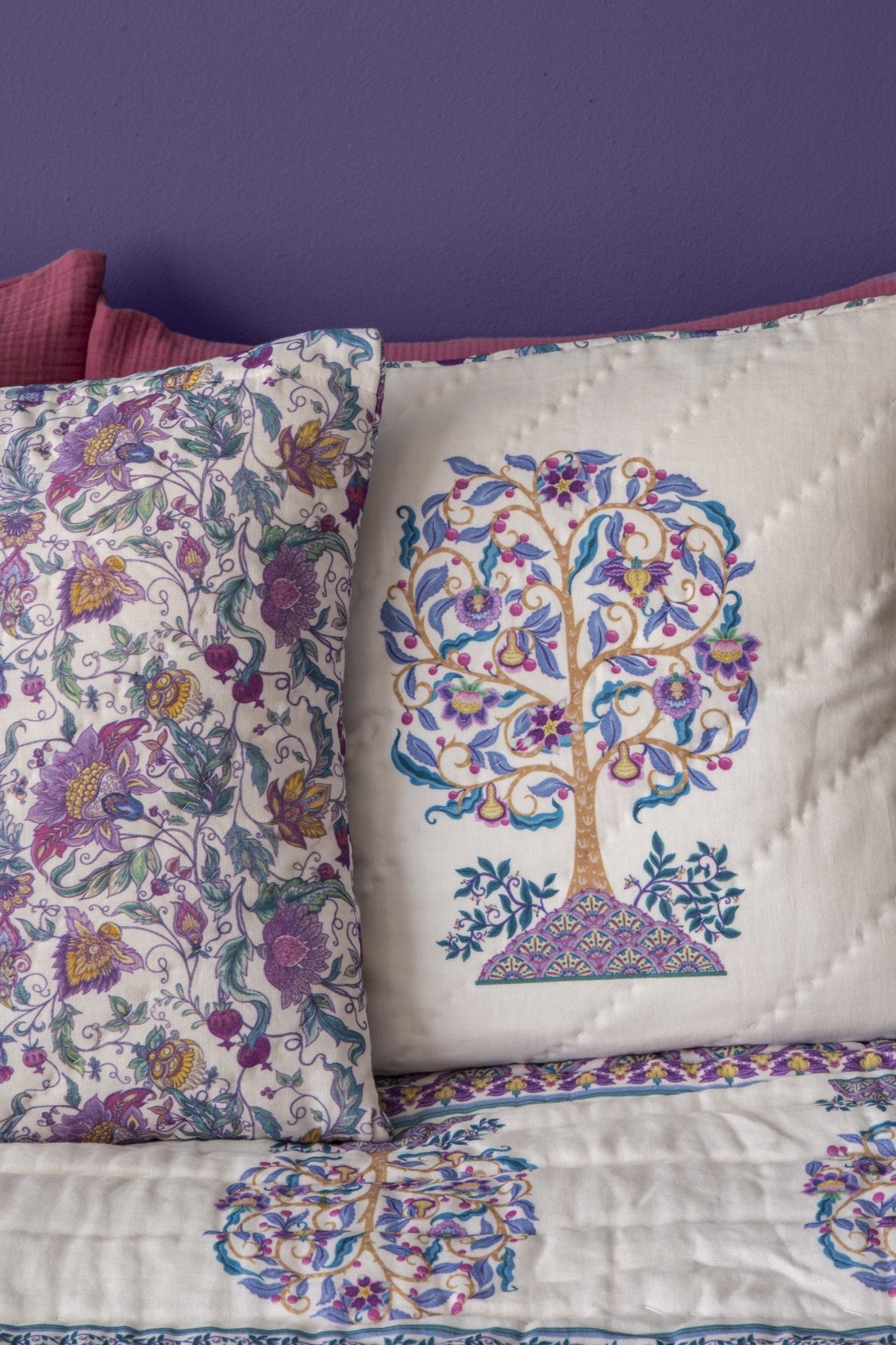 Roots Ağac Desenli El Yapımı 2'li Yastık Kılıfı - uniqlooms.com