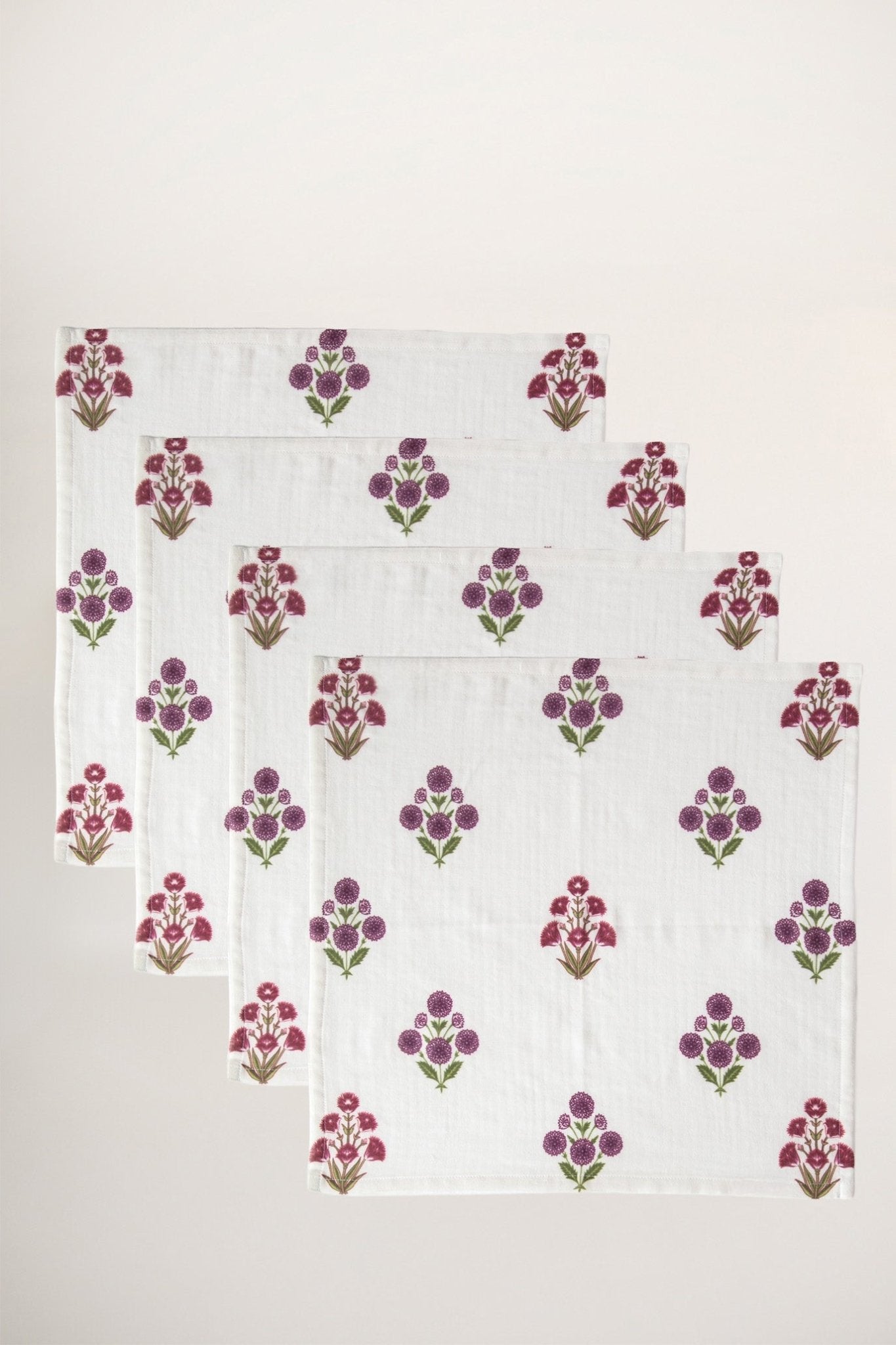 Tree Valley Çiçek Desen 4'lü Organik Müslin Servis Peçete Seti - uniqlooms.com