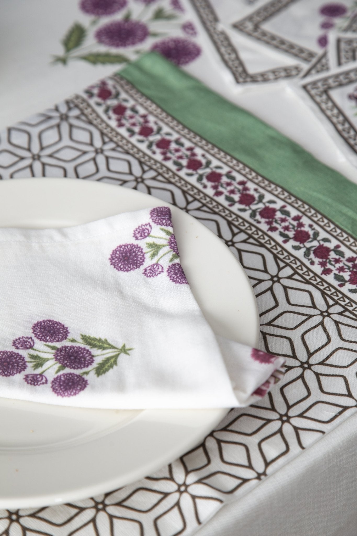 Tree Valley Çiçek Desen 4'lü Organik Müslin Servis Peçete Seti - uniqlooms.com