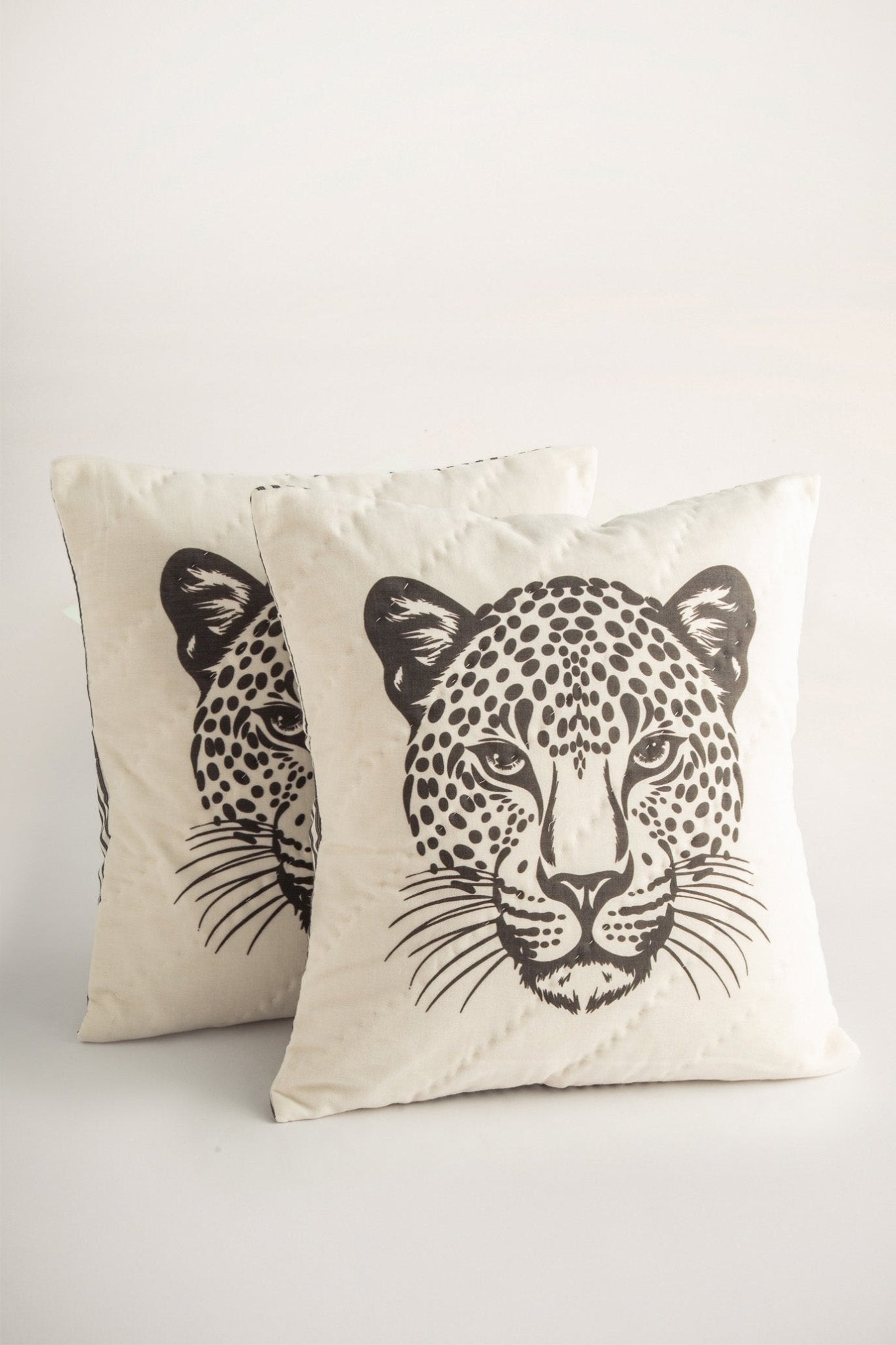 Wild Leopar Pano El Yapımı 2'li Yastık Kılıfı - uniqlooms.com