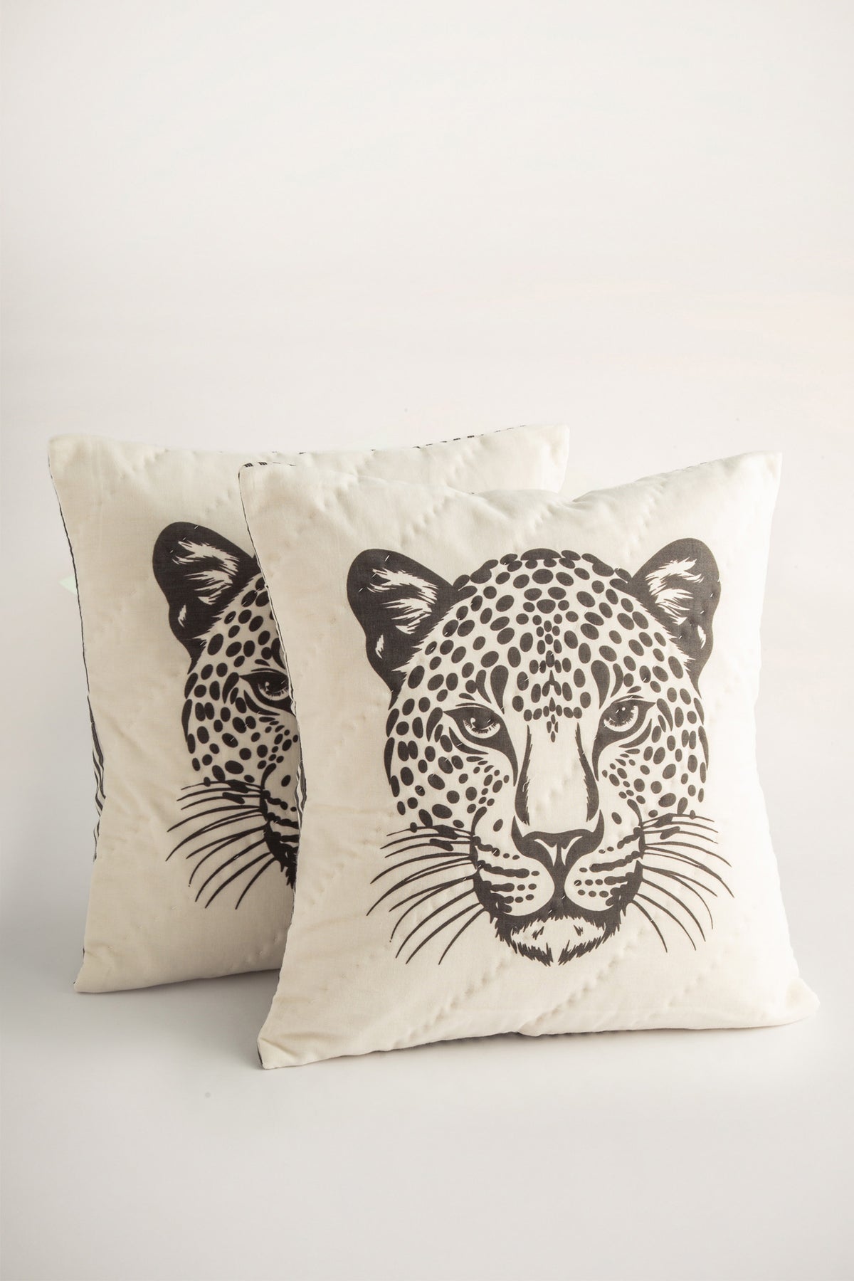 Wild Leopar Pano El Yapımı 2'li Yastık Kılıfı