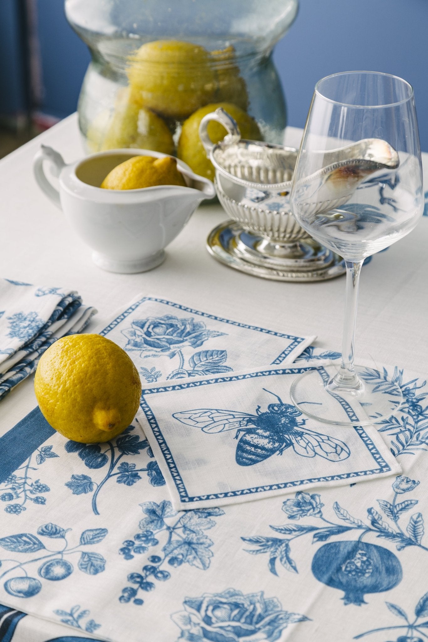 Azure Garden Keten 4'lü Amerikan Servis - uniqlooms.com