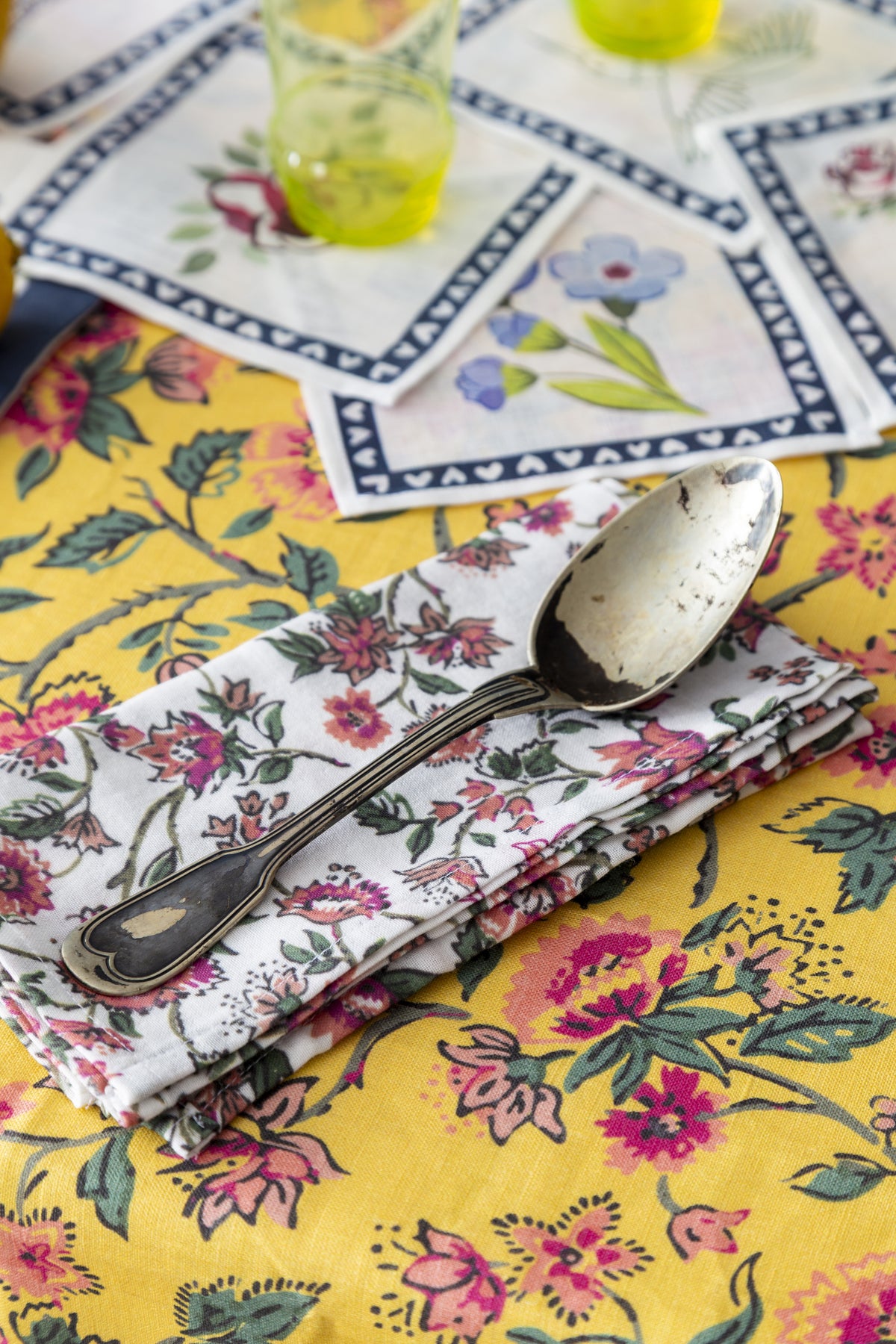 Heaven Çiçek Desen 4'lü Organik Müslin Servis Peçete Seti - uniqlooms.com