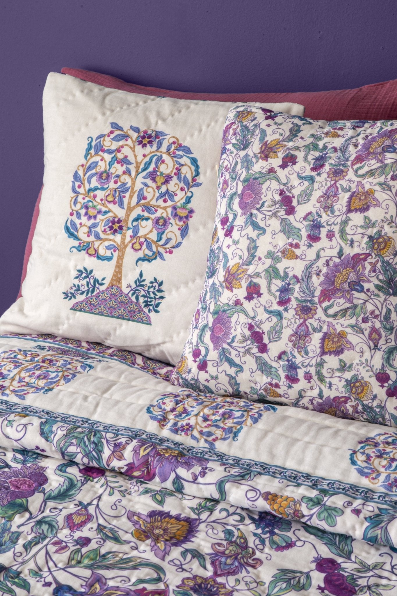 Roots Çiçek Desenli El Yapımı 2'li Yastık Kılıfı - uniqlooms.com