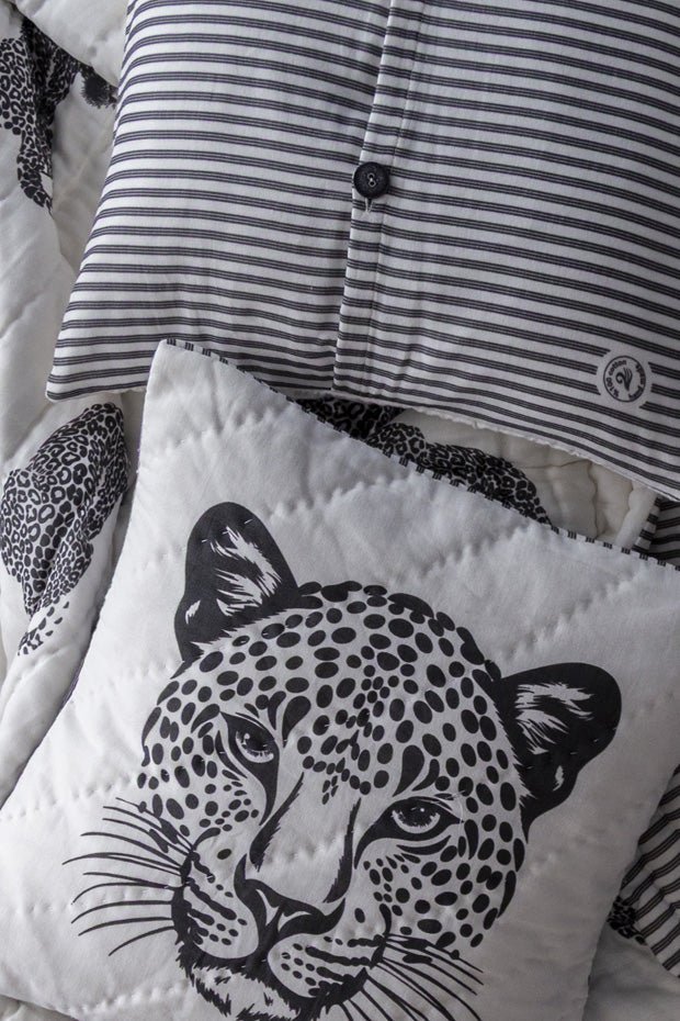 Wild Leopar Pano El Yapımı 2'li Yastık Kılıfı - uniqlooms.com